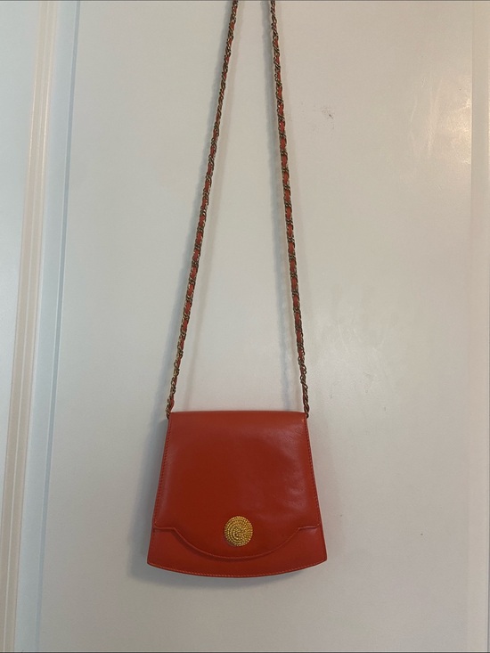Monet Handbags - Monet Orange Leather Crossbody with Gold Medallion